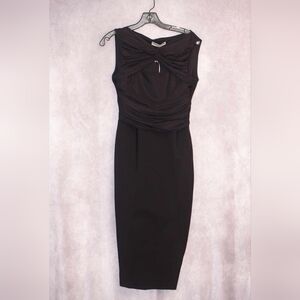 Chiara Boni La Petite Audrine Sleeveless Keyhole Dress  Ruched Bodice Size 10
